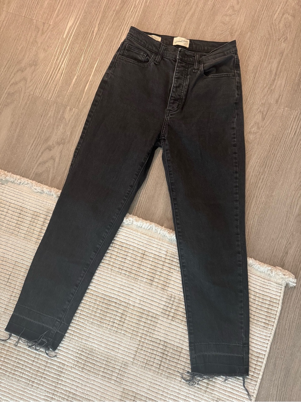 Black Womens High-Rise Straight Jeans